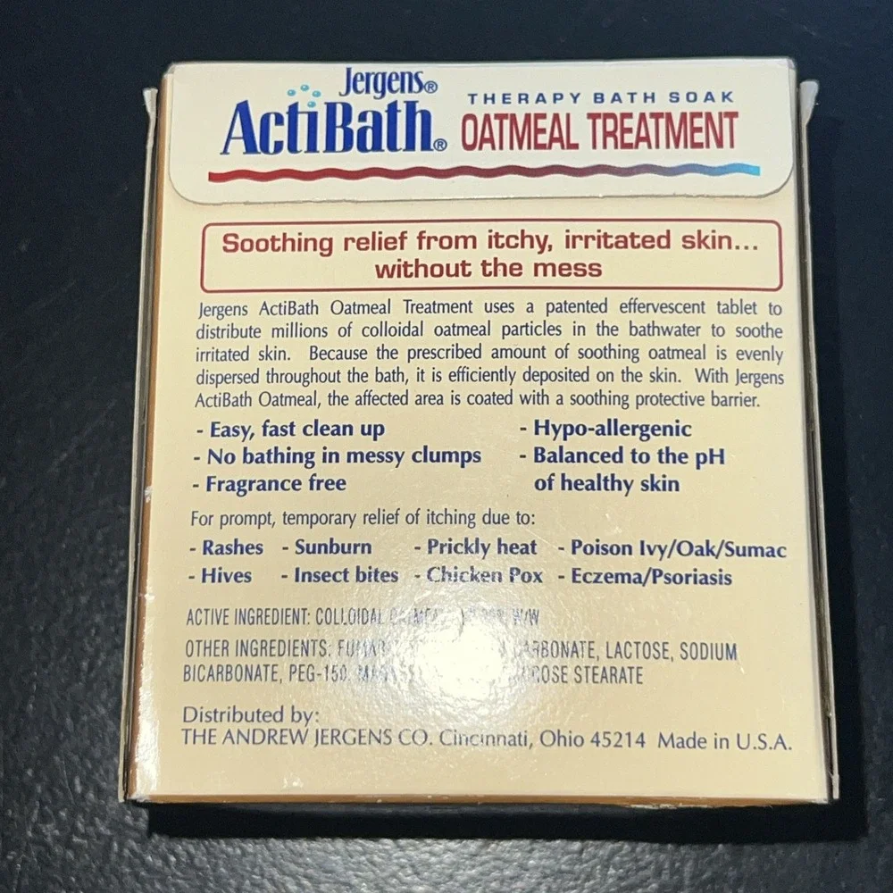 Vintage Jergens Acti Bath Therapy Bath Soak Oatmeal Treatment 4 Tablets 1994 New